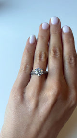 Round Lab Diamond With Double Micro Pave Engagement Ring