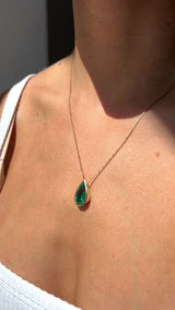 Emerald bezel Pendant - Colombian Green with chain