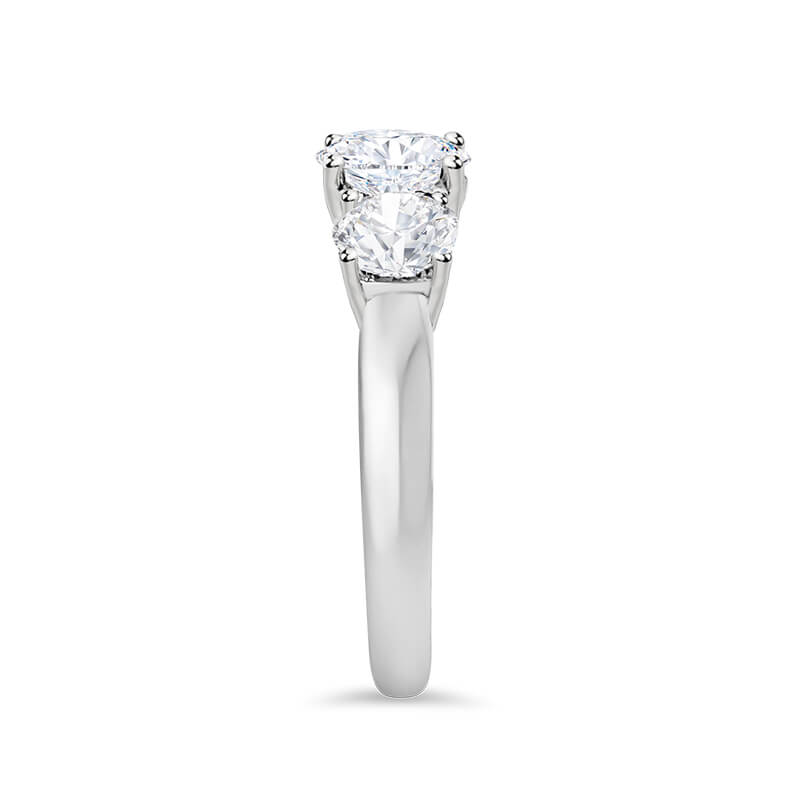 Brilliant Cut Trilogy Engagement Ring With Sustainable Lab Diamonds. Deltora Diamonds Sustainable Lab Diamond Bridal Jewellery Australia.