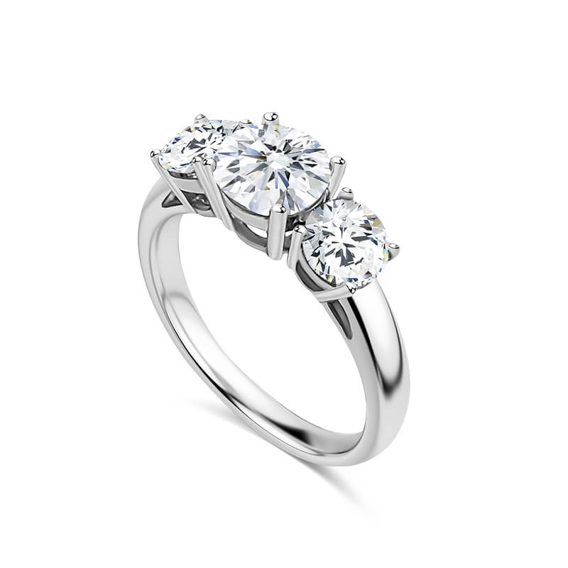 Brilliant Cut Trilogy Engagement Ring With Sustainable Lab Diamonds. Deltora Diamonds Sustainable Lab Diamond Bridal Jewellery Australia.