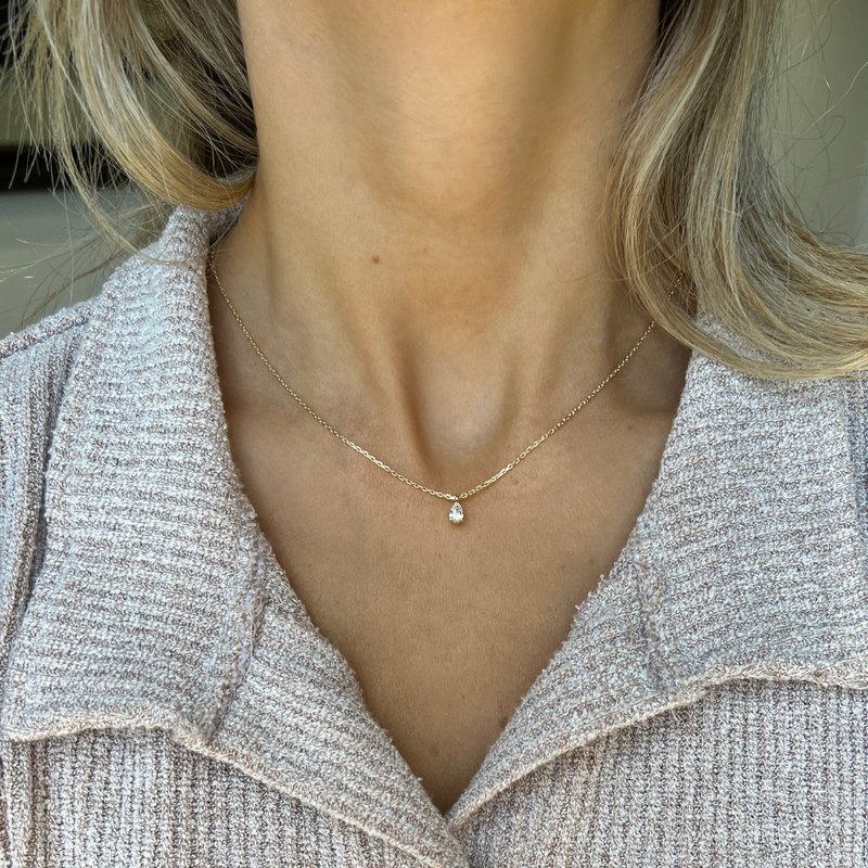 Pear Diamond Solitaire Necklace