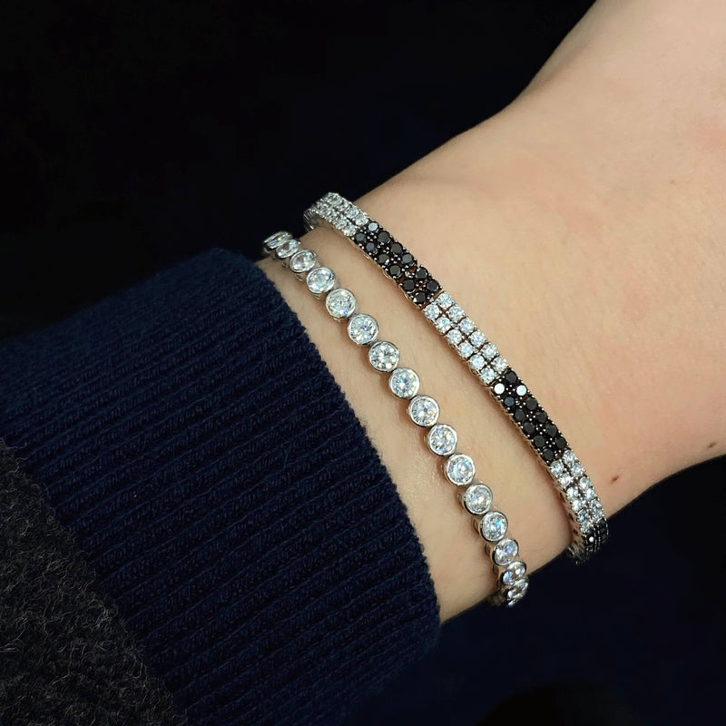 Deltora Diamonds Black and White Diamond Tennis Bracelet made with Sustainable Lab Grown Diamonds.