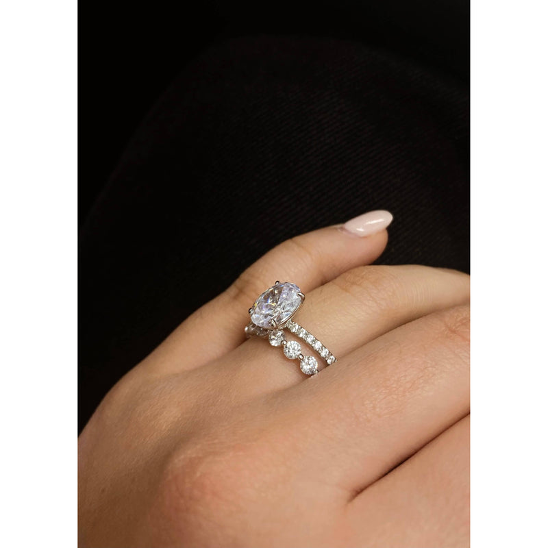 Oval Cut Four Claw Pavé Band Engagement Ring with Sustainable Lab Diamonds. Deltora Diamonds Sustainable Bridal Jewellery with Lab Diamonds.