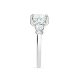 Deltora Diamonds Cushion Cut with Pear Side Stones Engagement Ring made with Sustainable Lab Diamonds.