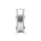 Bevelled Half Round Millgrain Finish Mens Wedding Ring