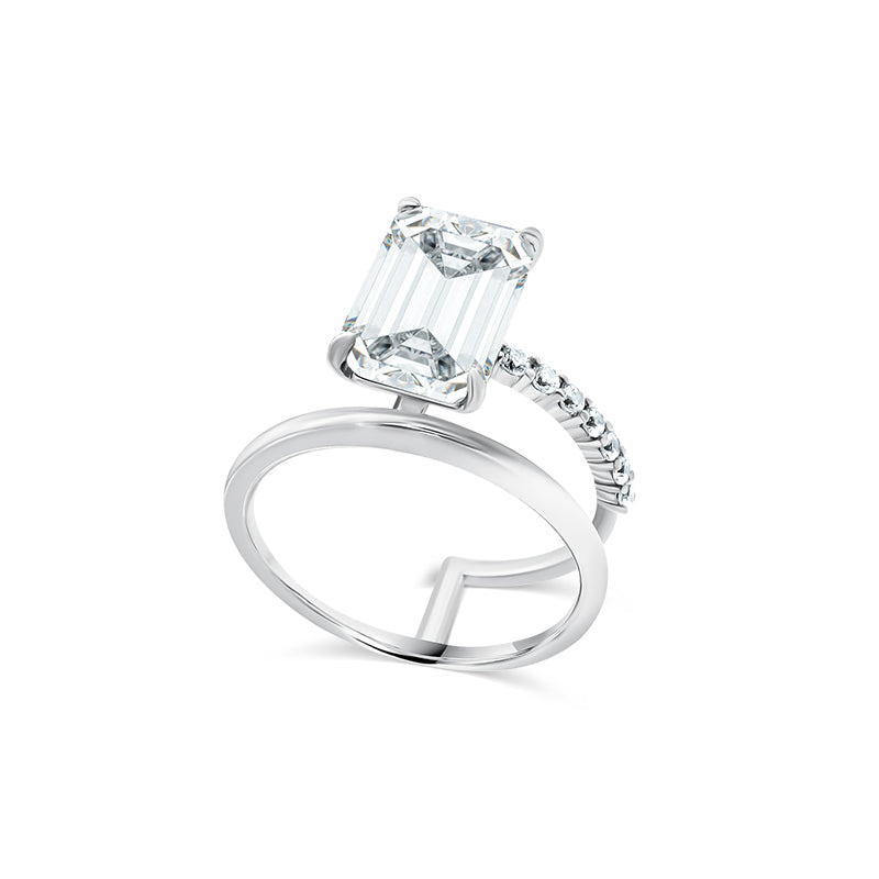Emerald Cut Pave Wrap Engagement Ring Setting