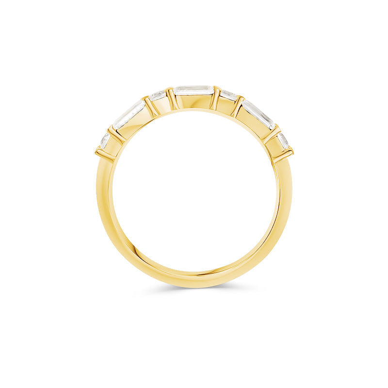 Deltora Diamonds Baguette and Round Cut Alternating Wedding Ring made with sustainable lab diamonds.