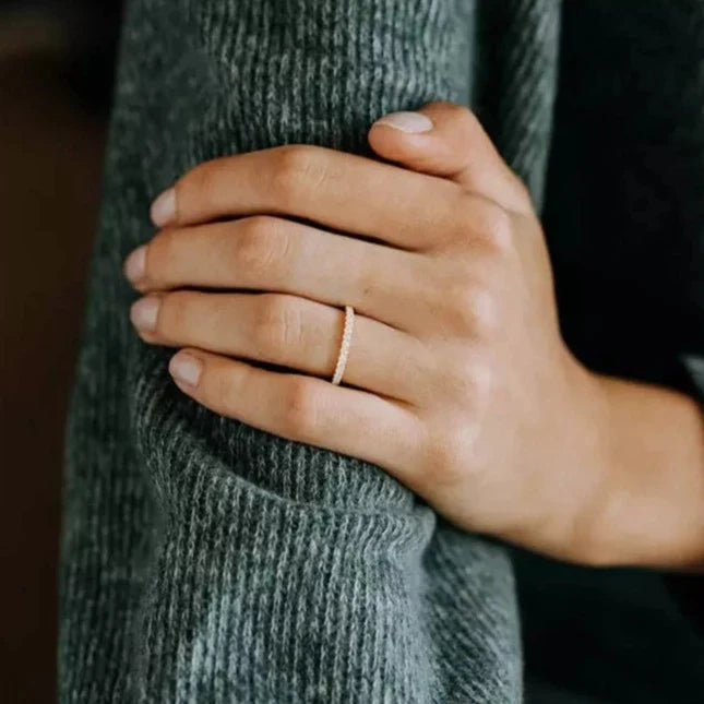 Micro Claw Set Wedding Ring with Sustainable Lab Diamonds.