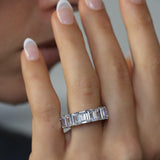 Emerald Cut Eternity Wedding Ring with Sustainable Lab Diamonds. Deltora Diamonds Sustainable Bridal Jewellery Australia.