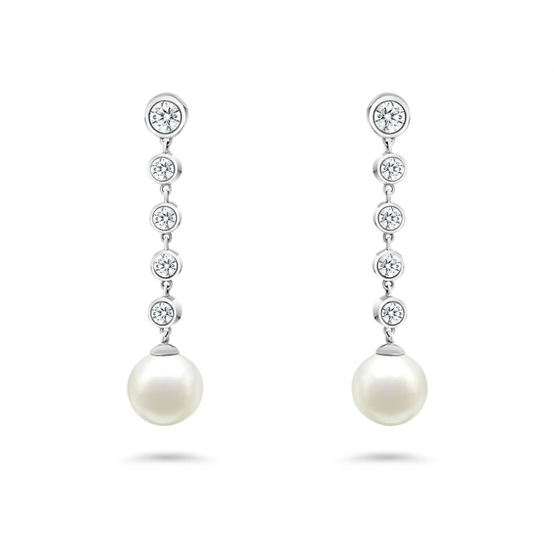 South Sea Pearl & Diamond Drop Earrings