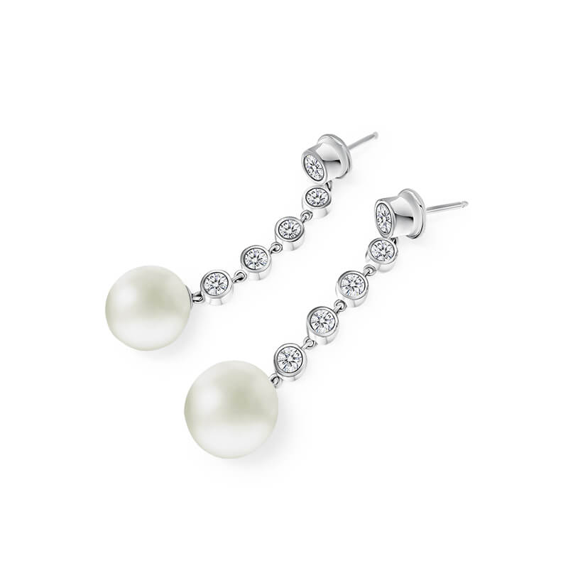 South Sea Pearl & Diamond Drop Earrings