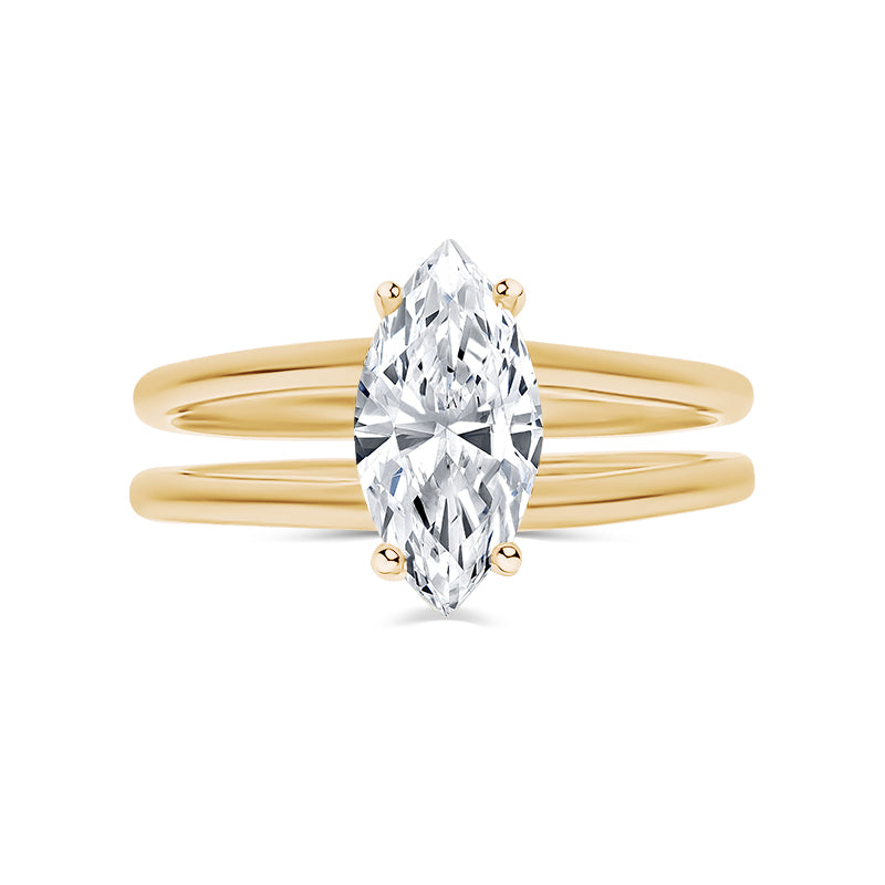 Marquise Cut Solitaire Double band