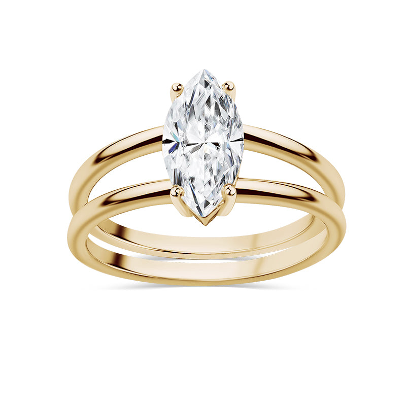 Marquise Cut Solitaire Double band