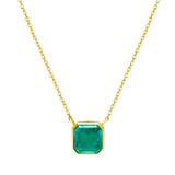 Lab Grown Colombian Emerald Necklace | Asscher cut