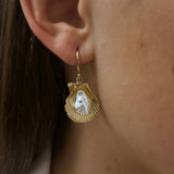 Deltora Diamonds Keshi Pearl Shell Drop Earrings.