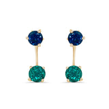 Deltora Diamonds One of a Kind London Blue Topaz Stud with Columbian Emerald Ear Jacket.