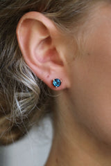 Deltora Diamonds One of a Kind London Blue Topaz Stud with Columbian Emerald Ear Jacket.