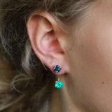 Deltora Diamonds One of a Kind London Blue Topaz Stud with Columbian Emerald Ear Jacket.