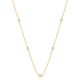 bezel set lab diamond necklace in yellow gold by Deltora Diamonds and CEO Melissa-trafford Jones