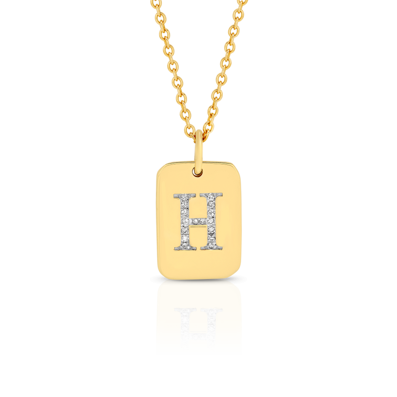 Initial Lab Grown Diamond Dog Tag Necklace