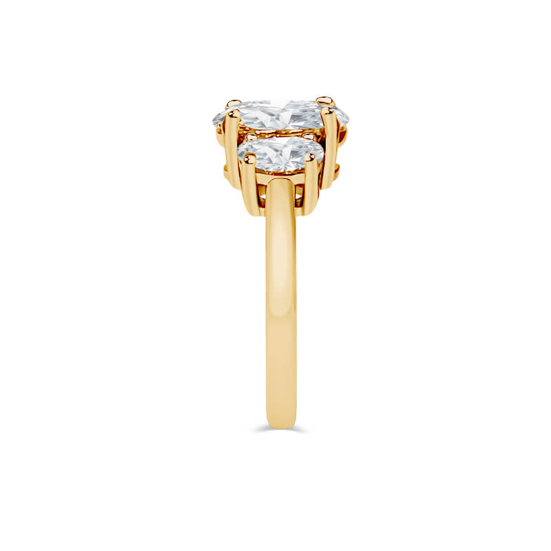 Oval Cut Trilogy Engagement Ring made with Sustainable Lab Grown Diamonds from Deltora Diamonds.