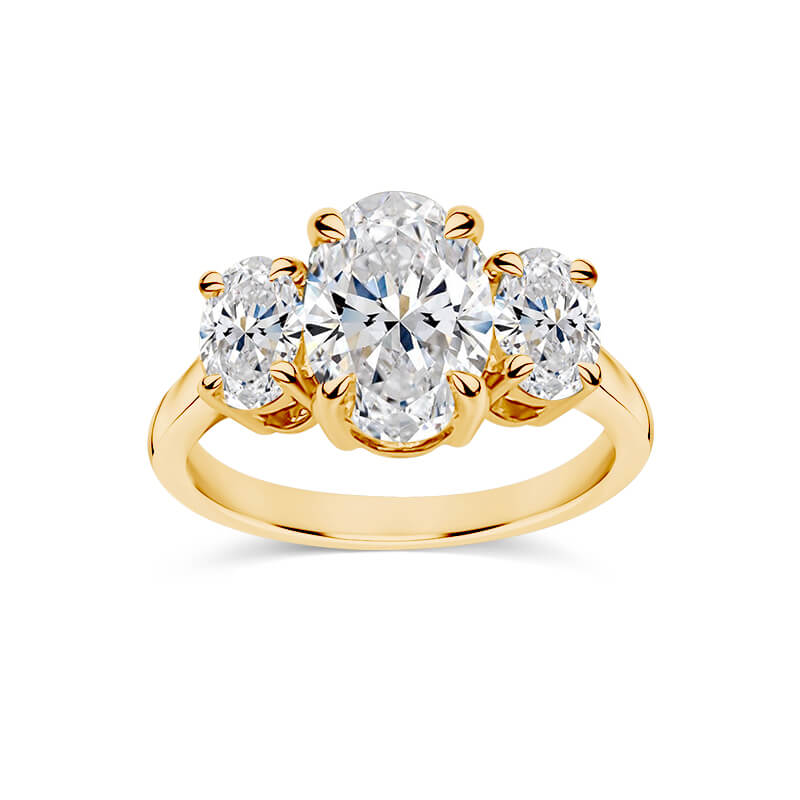 Oval Cut Trilogy Engagement Ring made with Sustainable Lab Grown Diamonds from Deltora Diamonds.