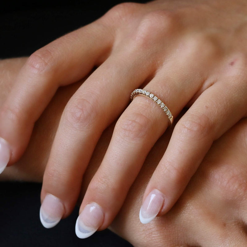 Micro Claw Set Wedding Ring with Sustainable Lab Diamonds.