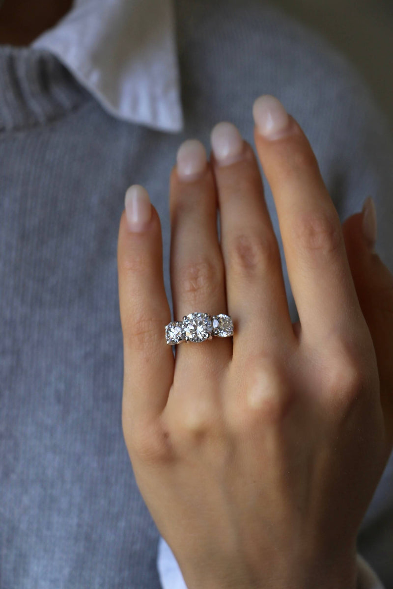 Brilliant Cut Trilogy Engagement Ring With Sustainable Lab Diamonds. Deltora Diamonds Sustainable Lab Diamond Bridal Jewellery Australia.