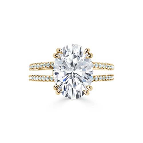 Oval Solitaire Double Pavé